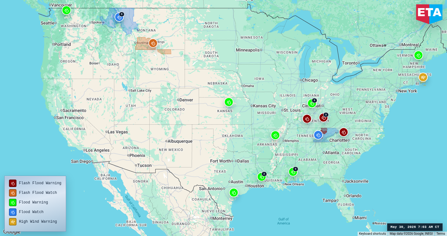 U.S. freight weather impact map