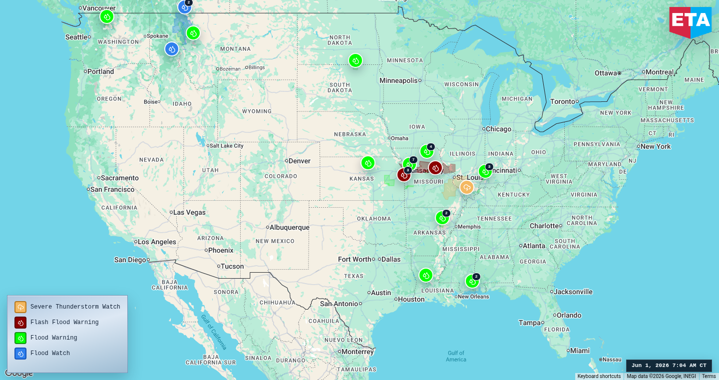 U.S. freight weather impact map