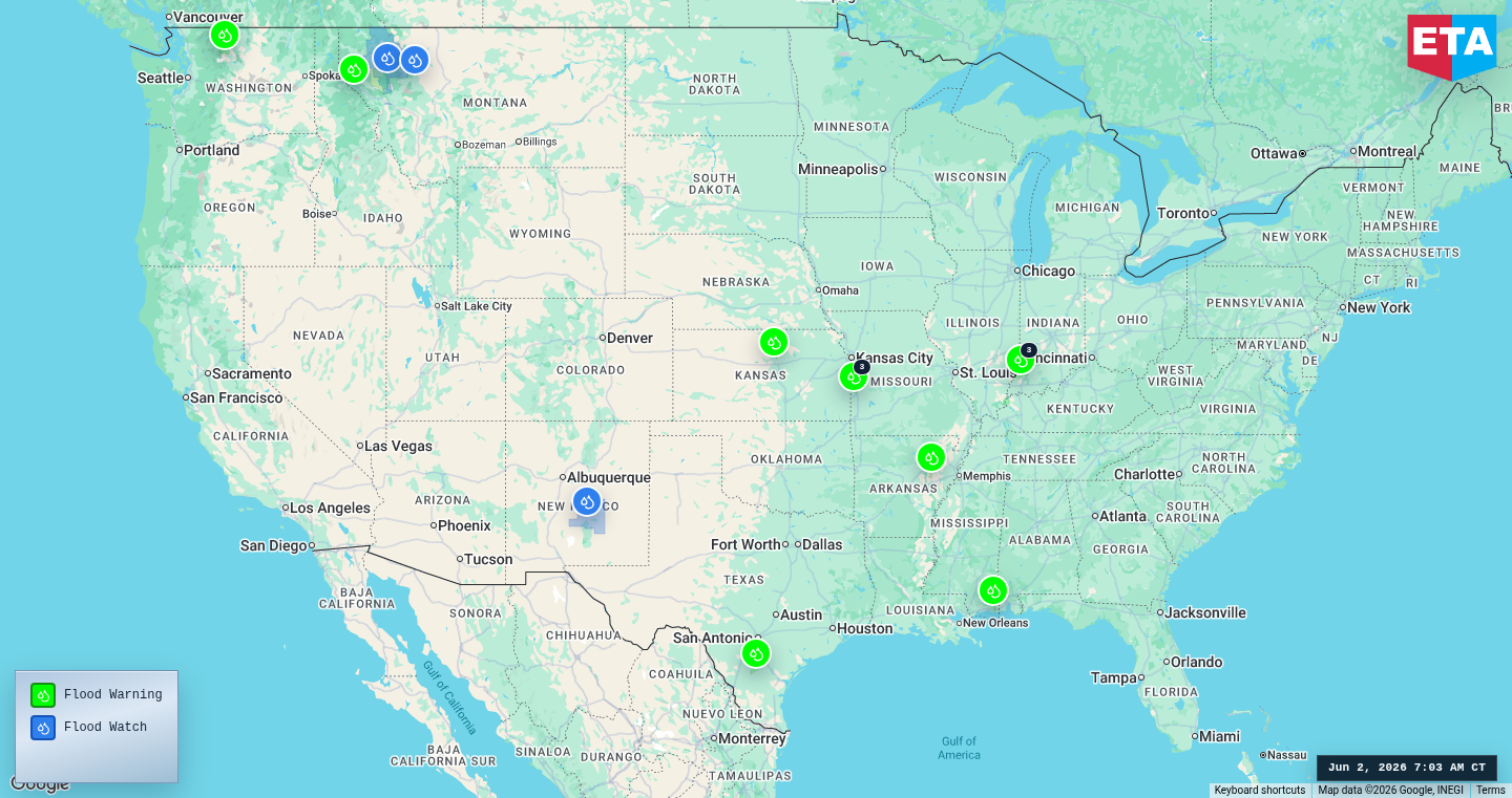 U.S. freight weather impact map