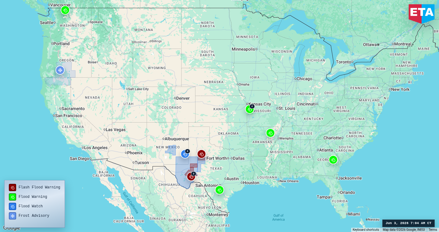 U.S. freight weather impact map