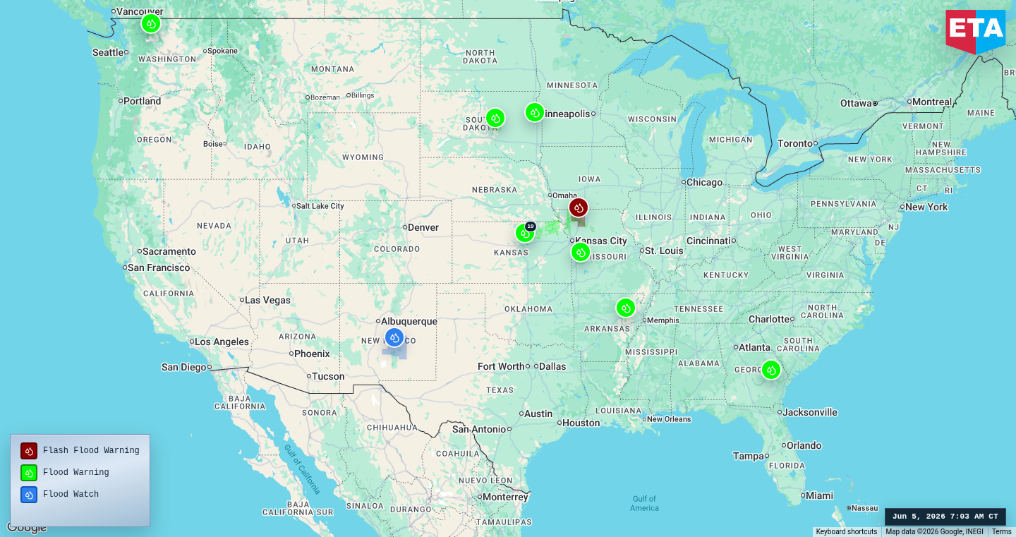 U.S. freight weather impact map