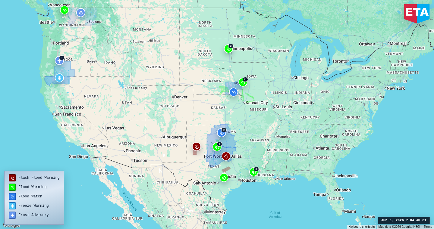 U.S. freight weather impact map