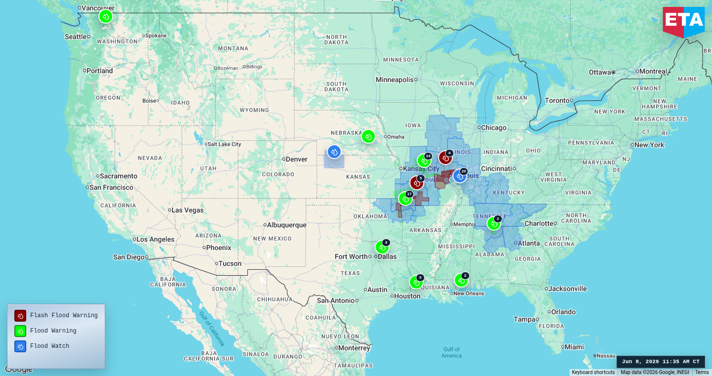 U.S. freight weather impact map
