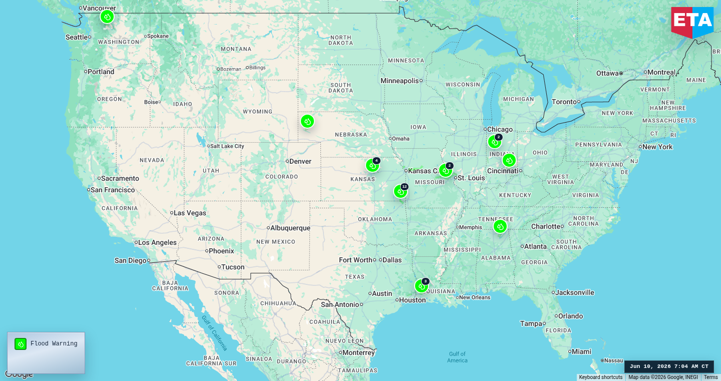 U.S. freight weather impact map
