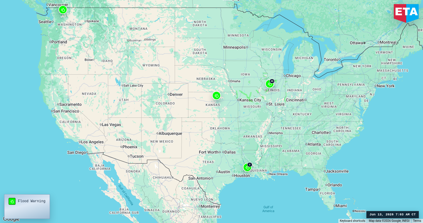 U.S. freight weather impact map