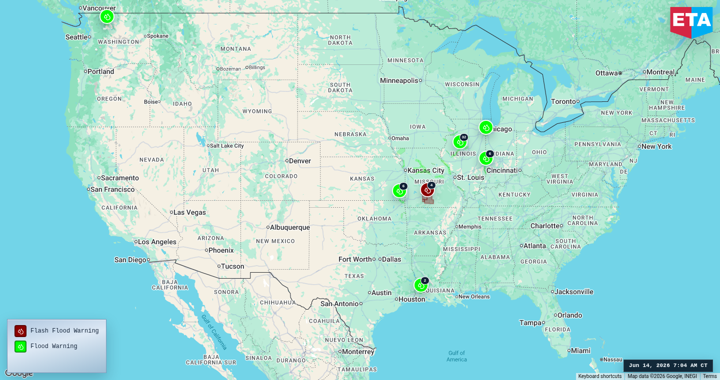 U.S. freight weather impact map