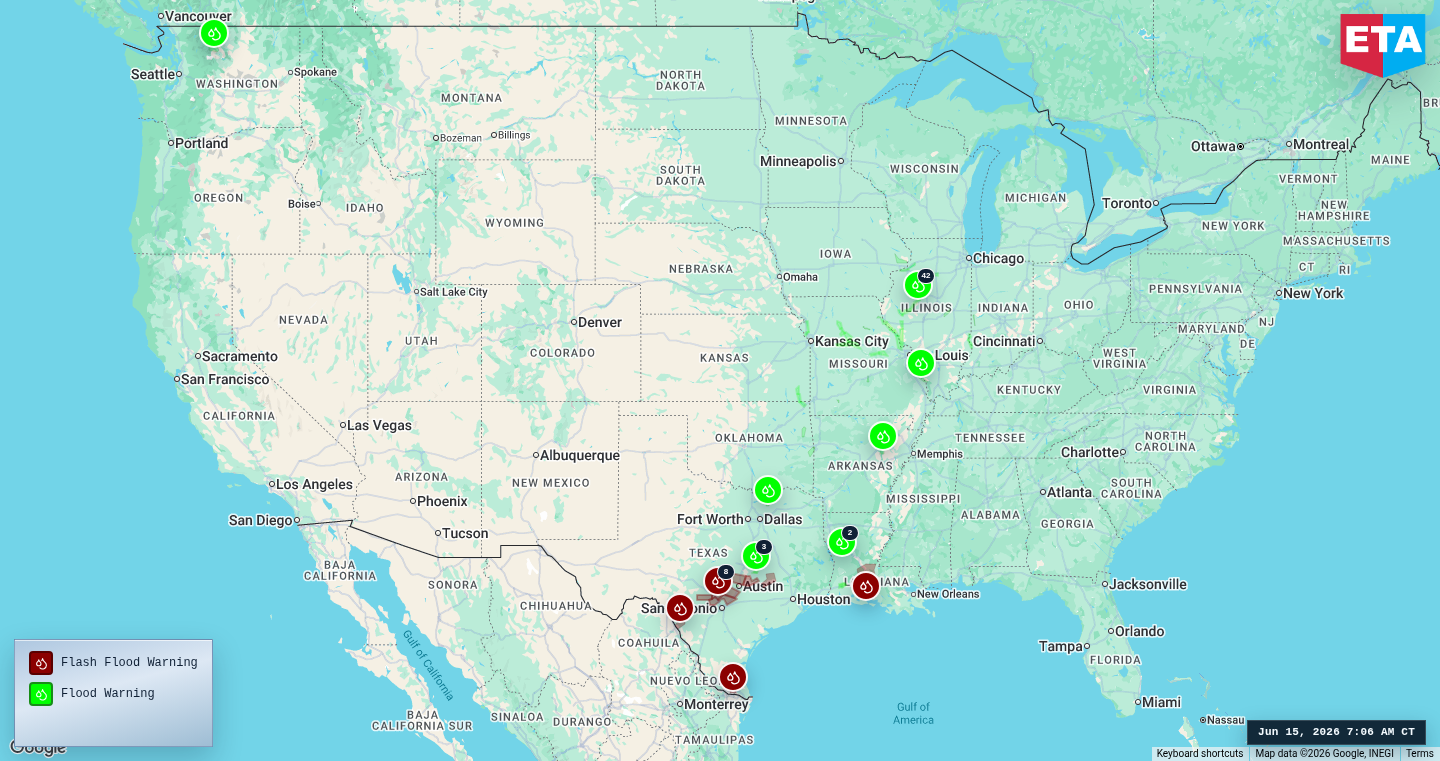 U.S. freight weather impact map