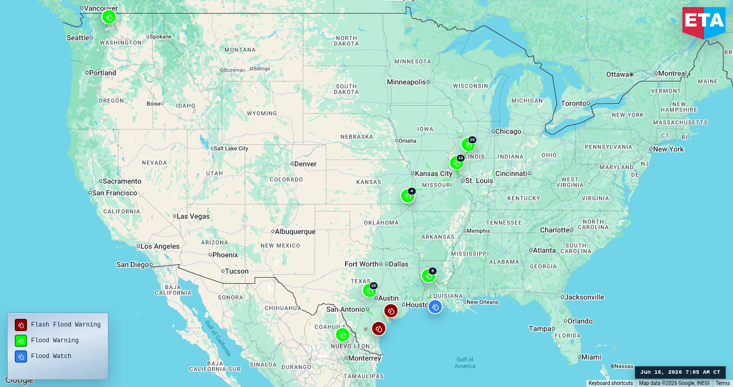 U.S. freight weather impact map