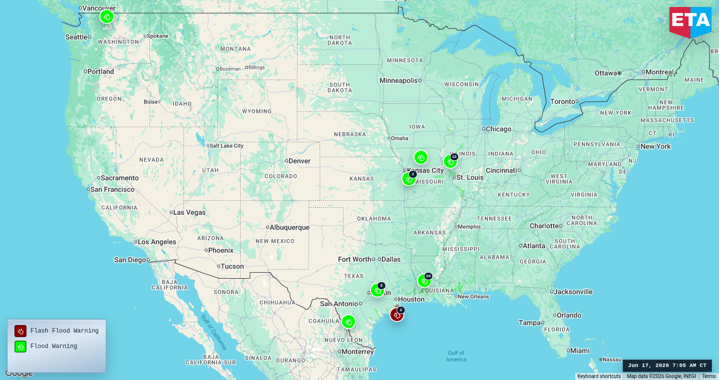 U.S. freight weather impact map