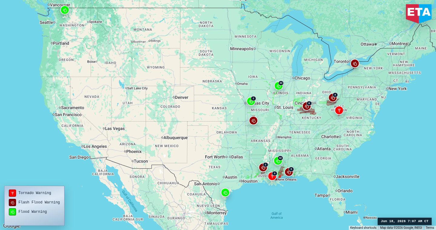 U.S. freight weather impact map