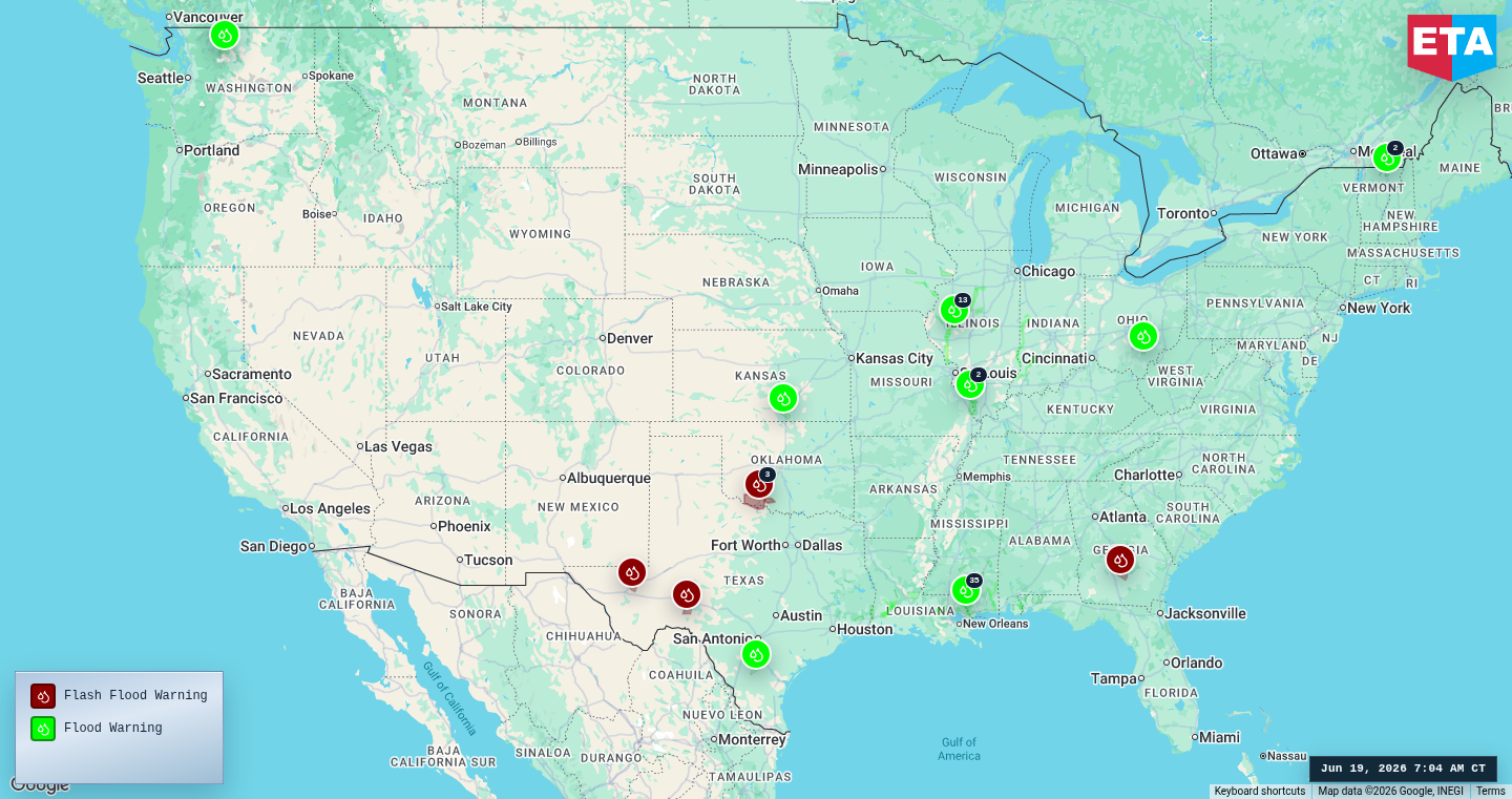 U.S. freight weather impact map