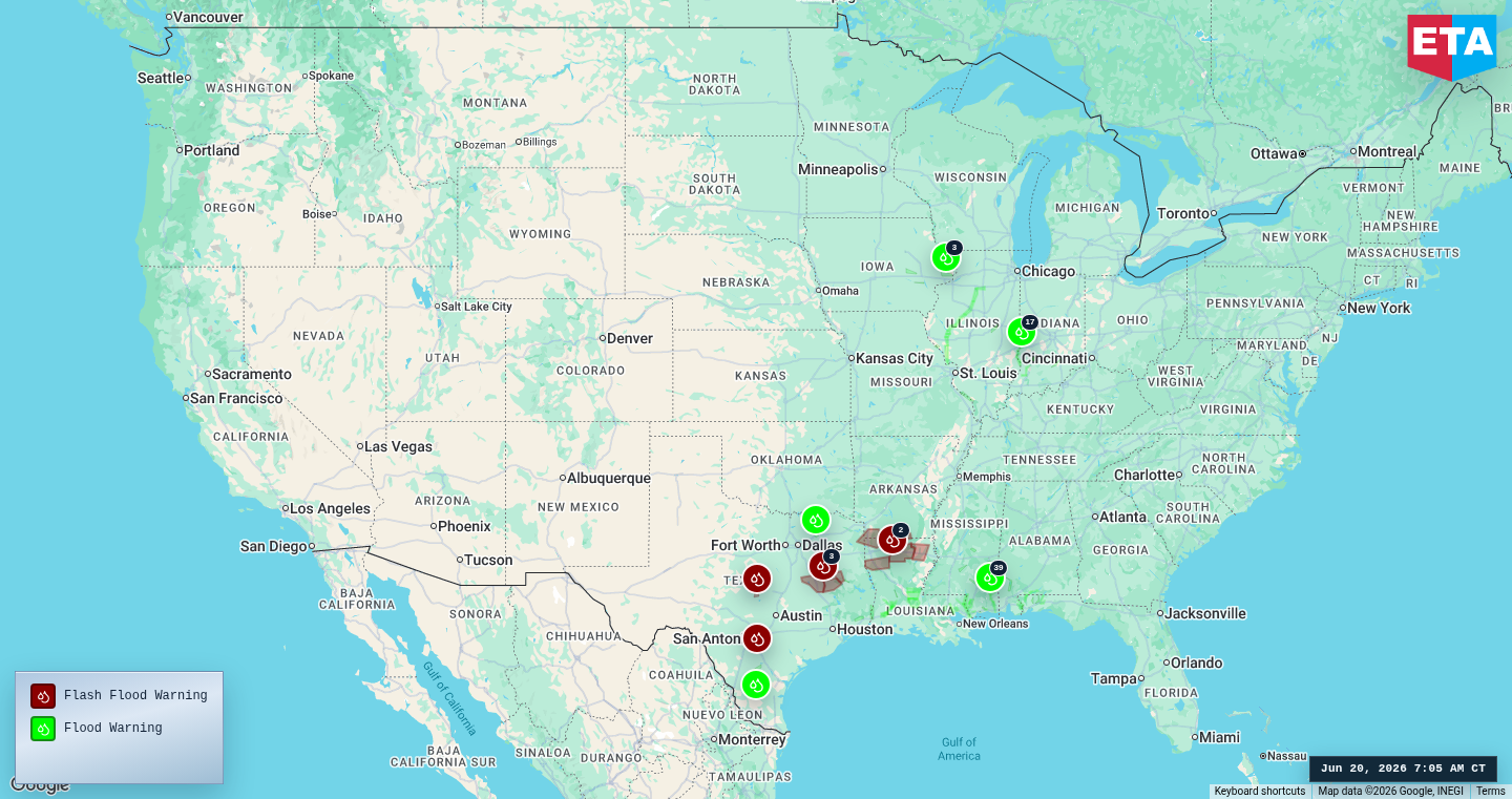 U.S. freight weather impact map