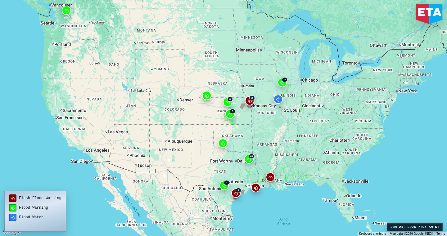 U.S. freight weather impact map