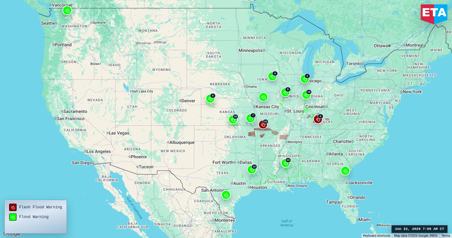 U.S. freight weather impact map
