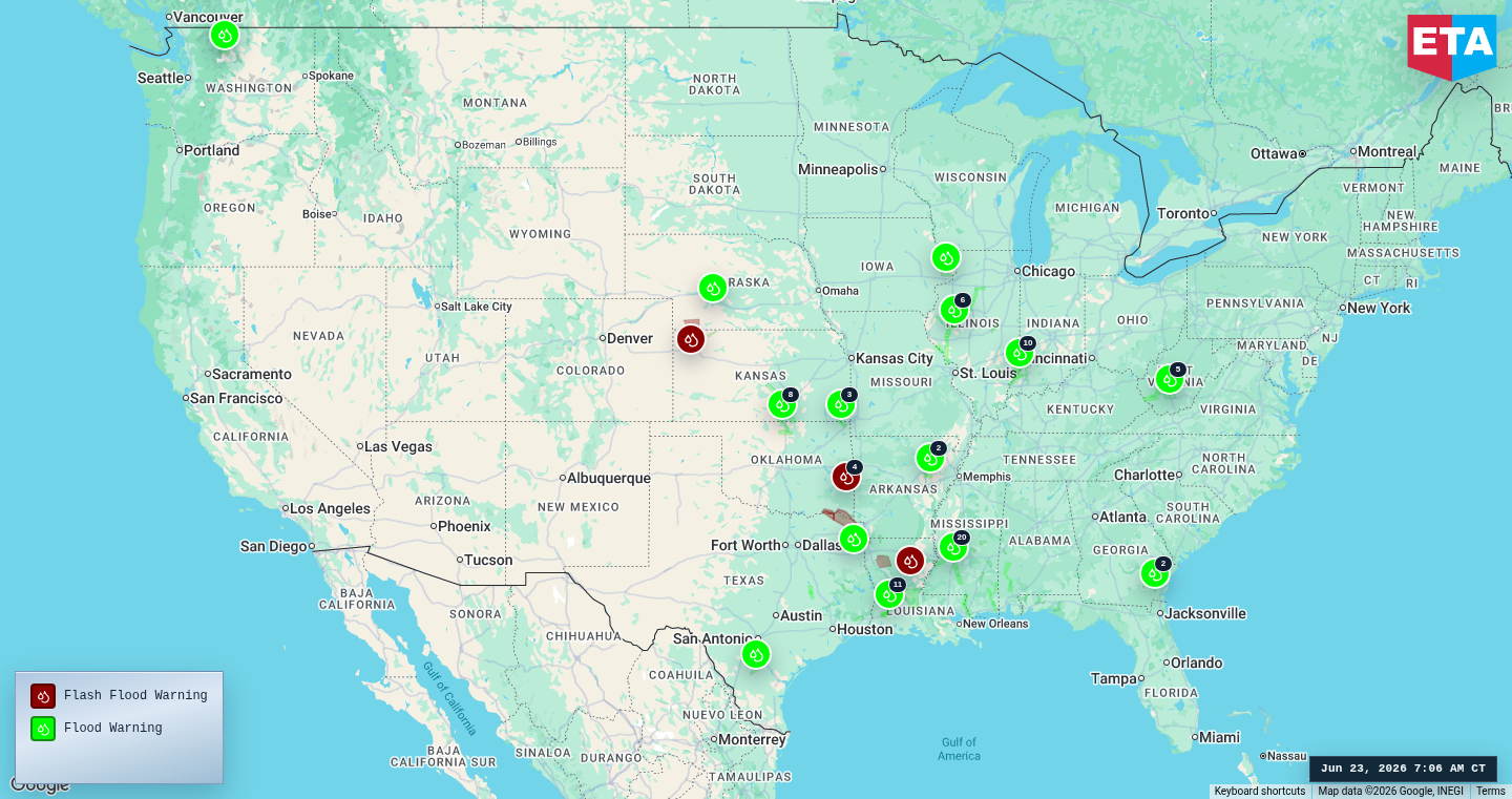 U.S. freight weather impact map
