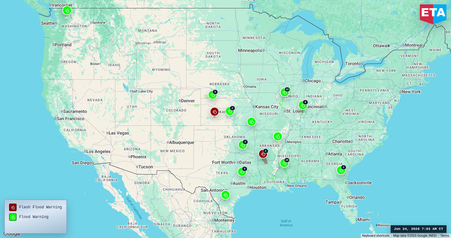 U.S. freight weather impact map
