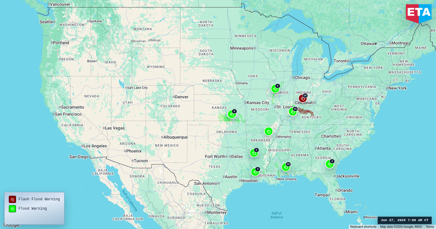 U.S. freight weather impact map