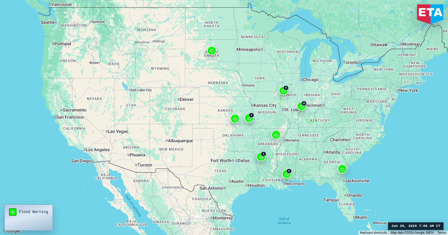 U.S. freight weather impact map