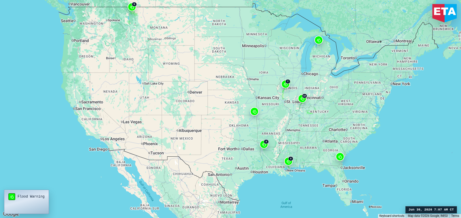 U.S. freight weather impact map