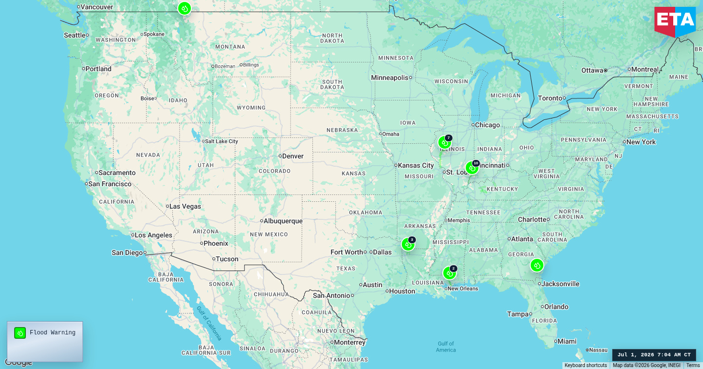 U.S. freight weather impact map