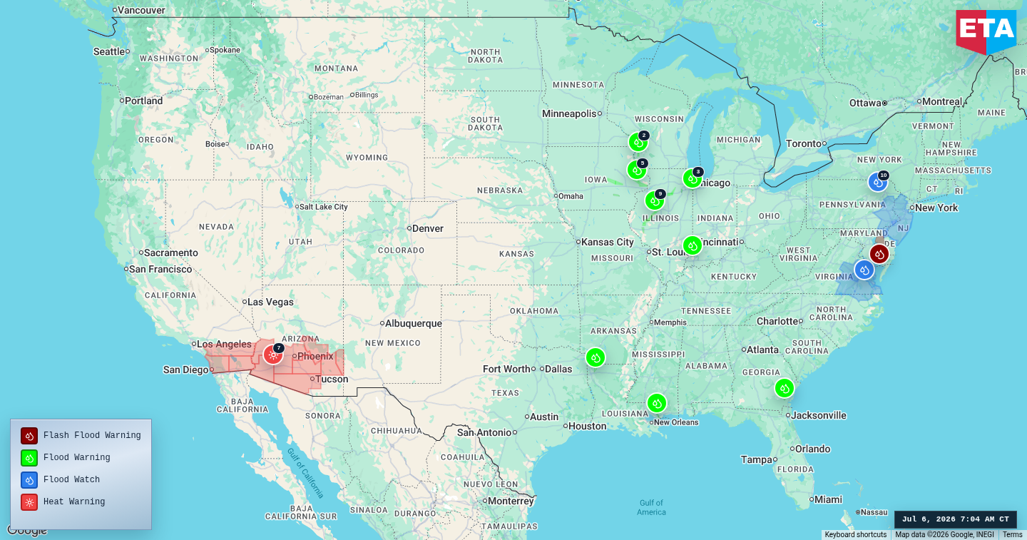U.S. freight weather impact map