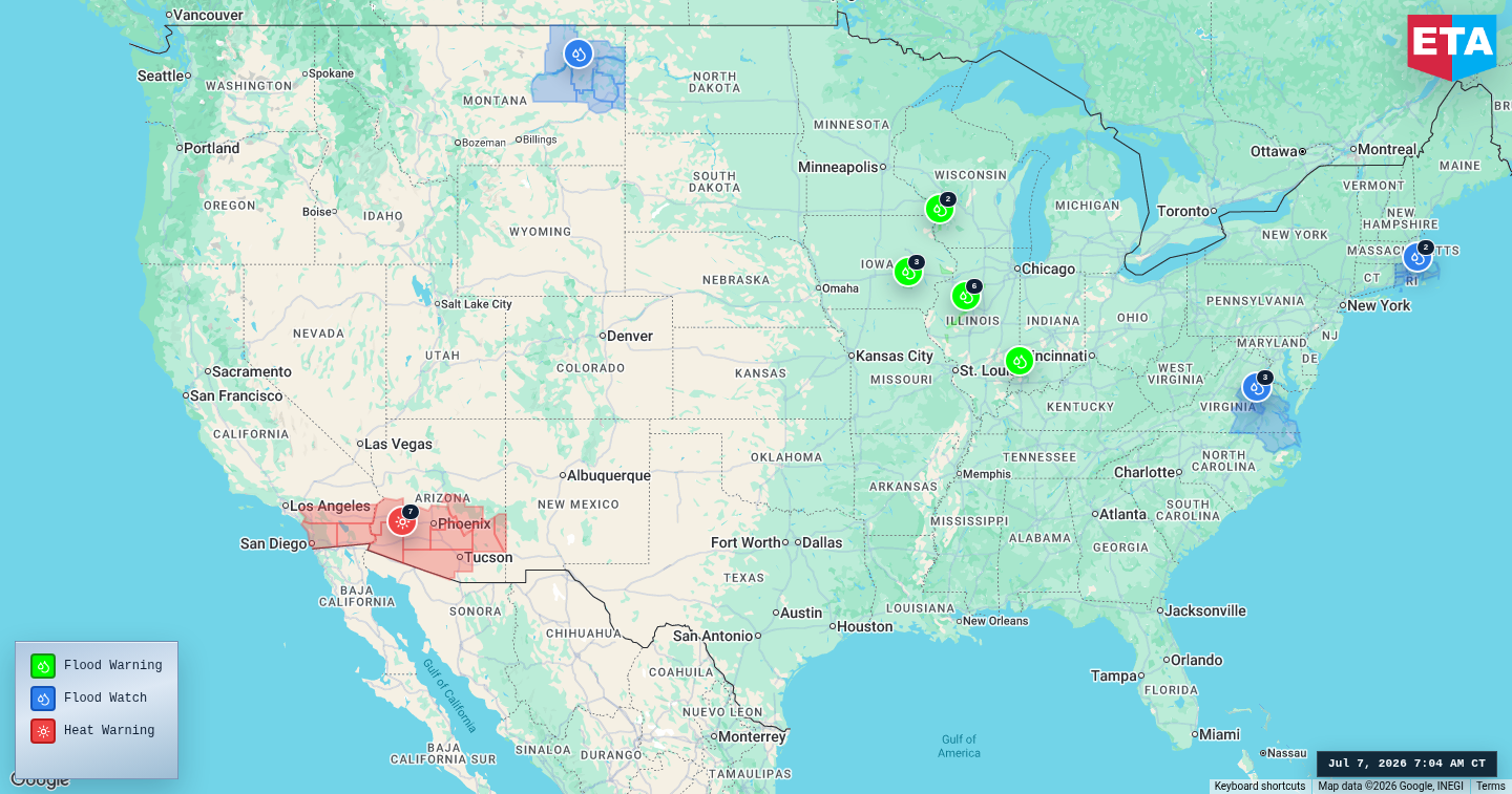 U.S. freight weather impact map