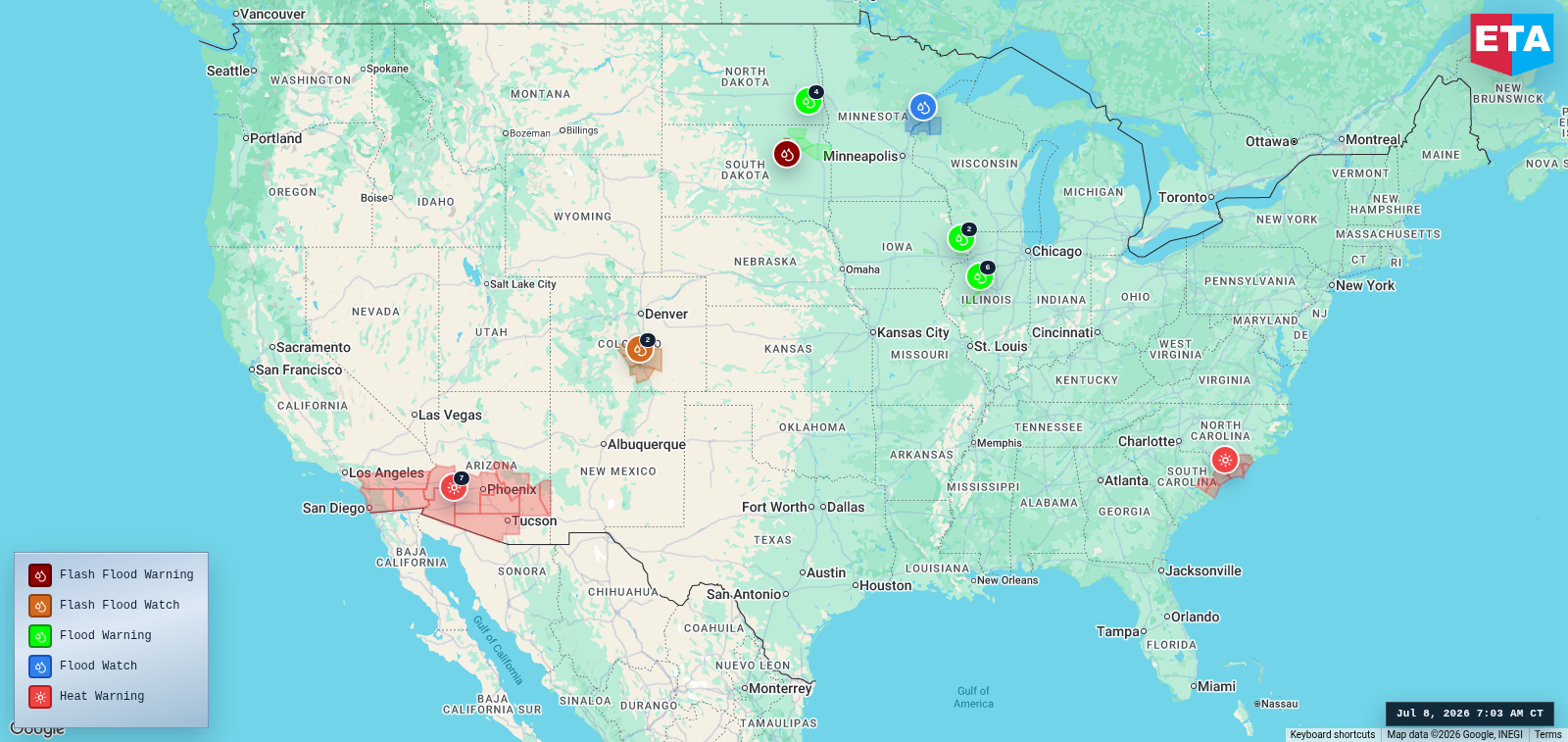 U.S. freight weather impact map