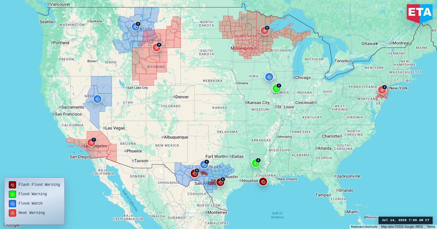U.S. freight weather impact map