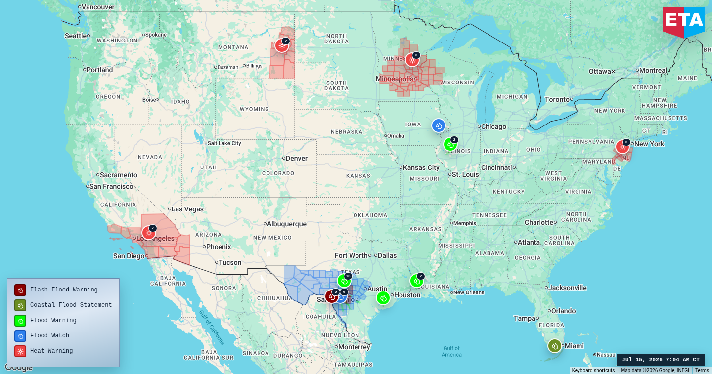 U.S. freight weather impact map