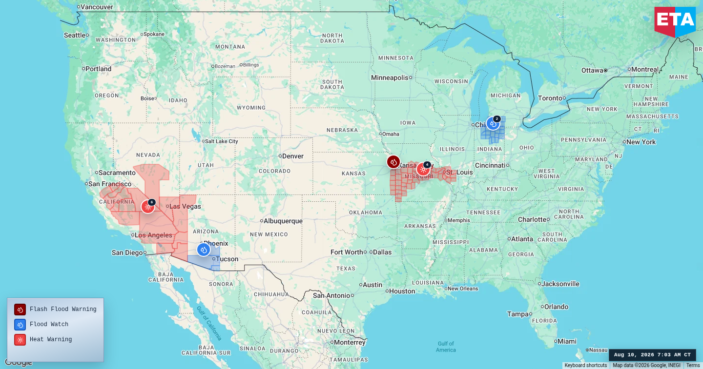 U.S. freight weather impact map