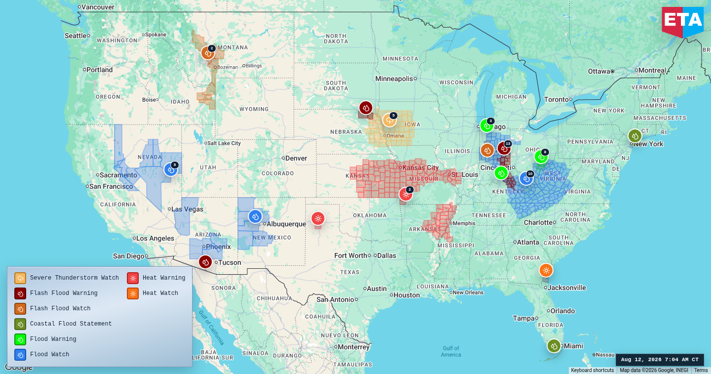 U.S. freight weather impact map