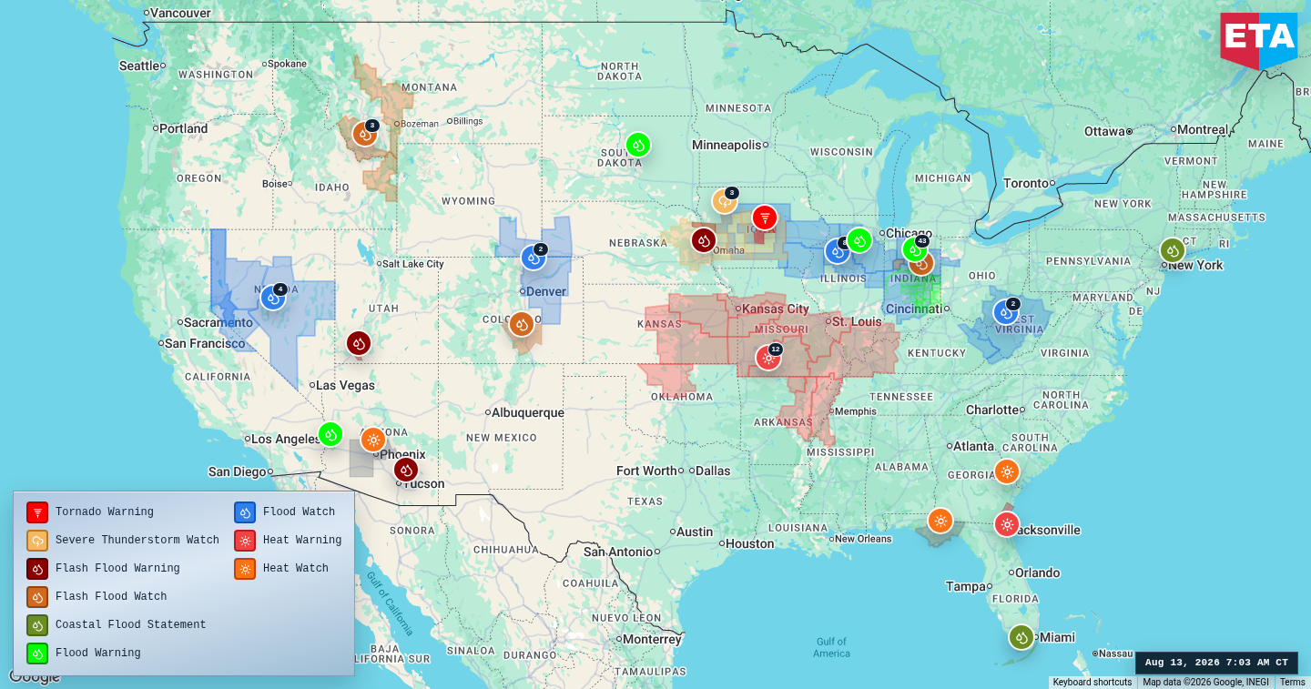 U.S. freight weather impact map