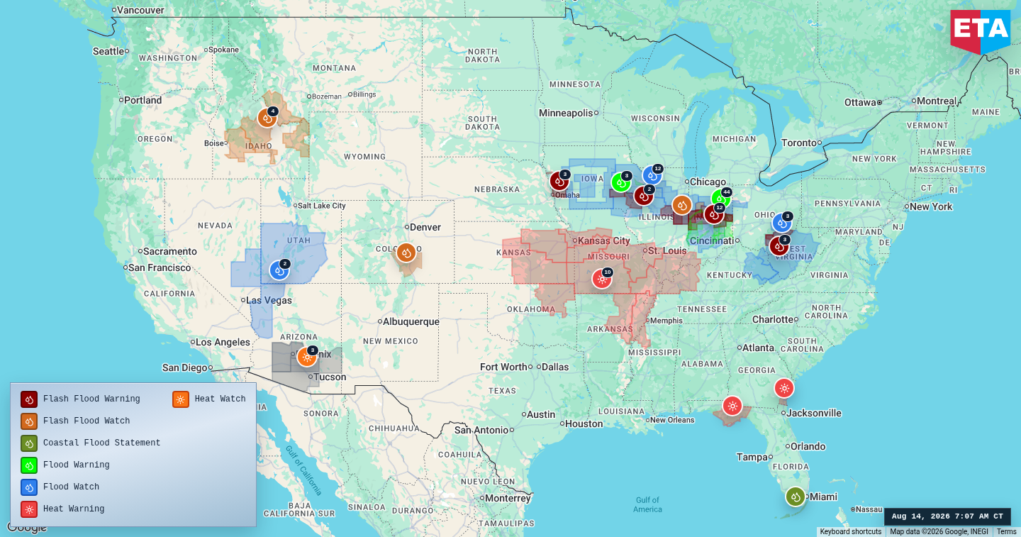 U.S. freight weather impact map