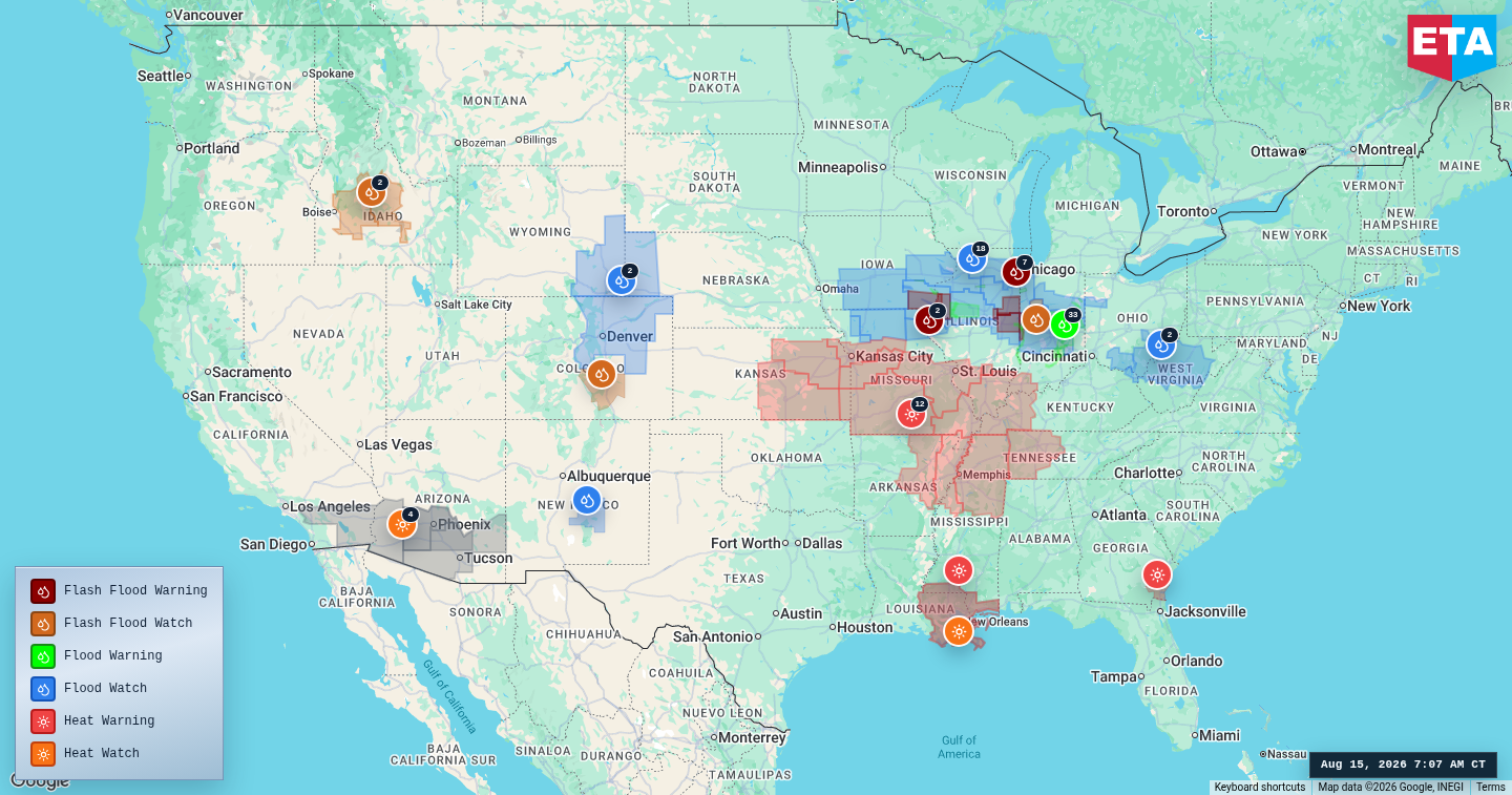 U.S. freight weather impact map