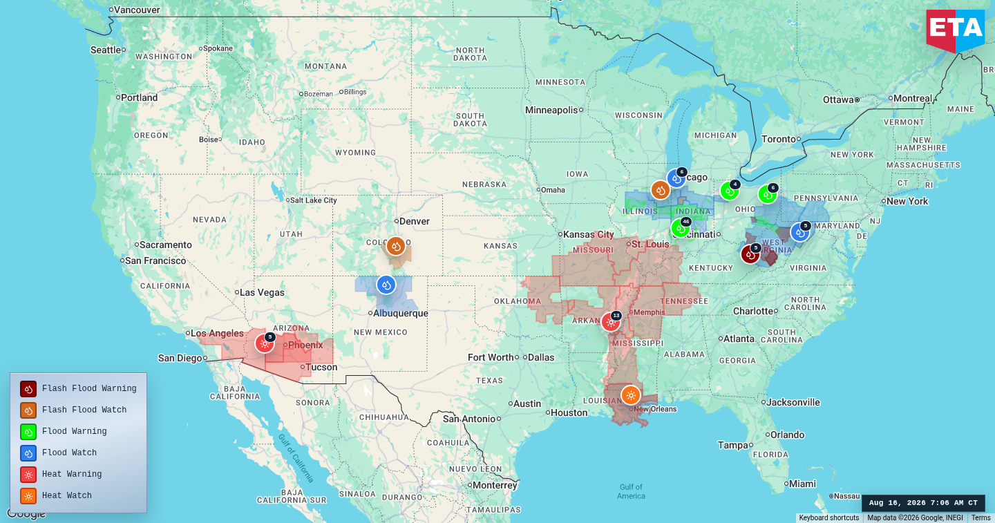 U.S. freight weather impact map