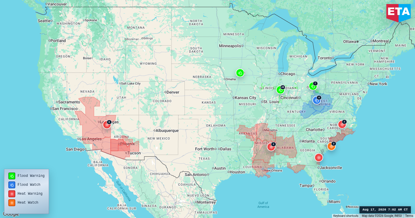 U.S. freight weather impact map
