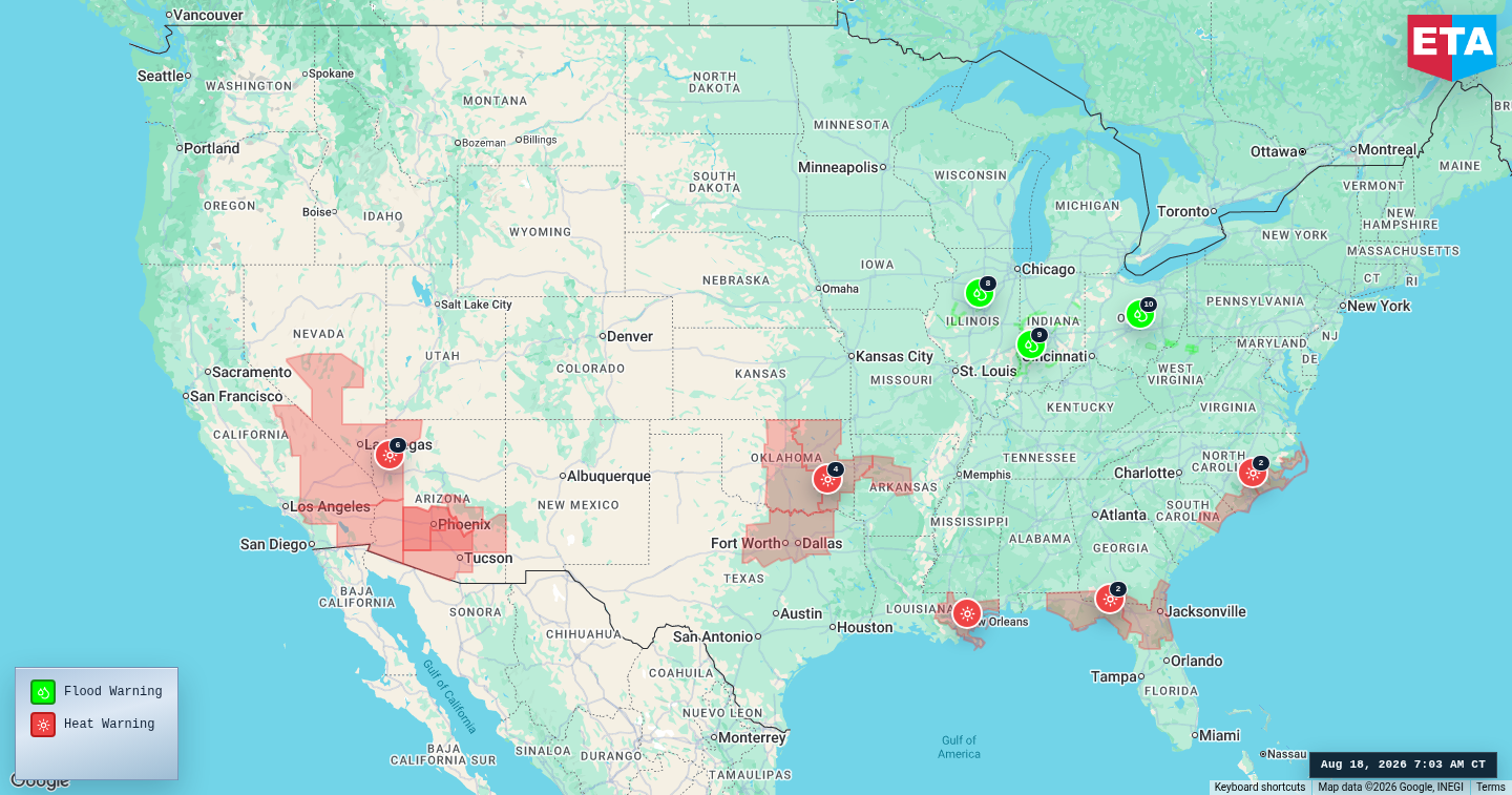 U.S. freight weather impact map