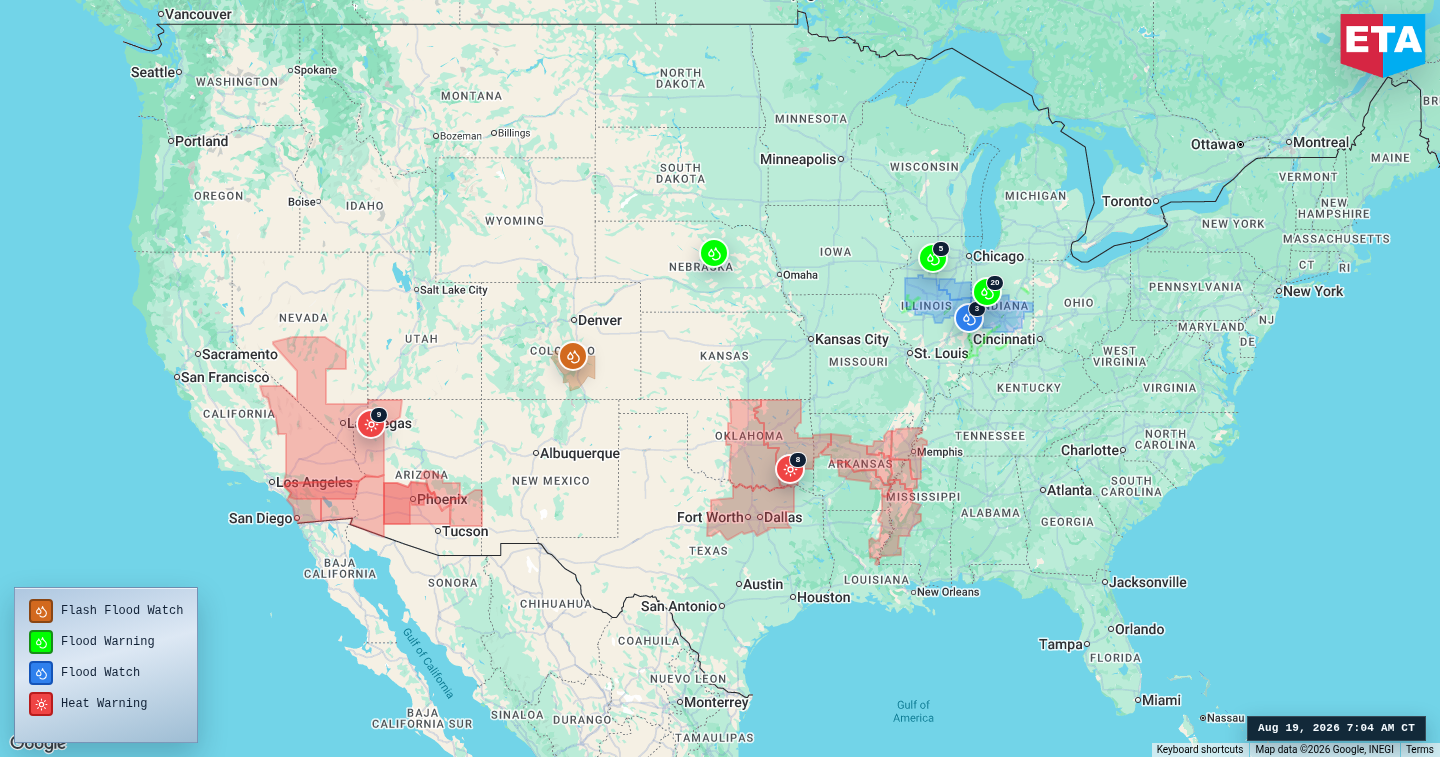 U.S. freight weather impact map
