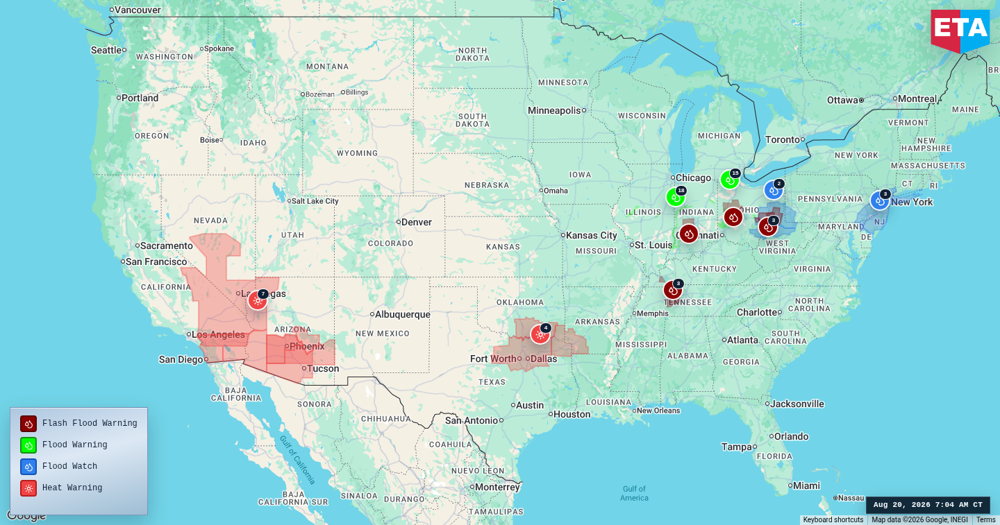 U.S. freight weather impact map