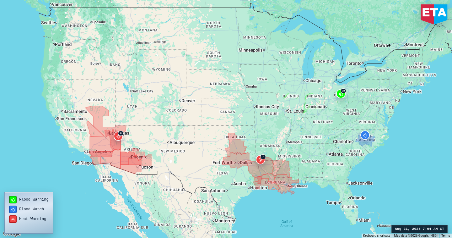 U.S. freight weather impact map