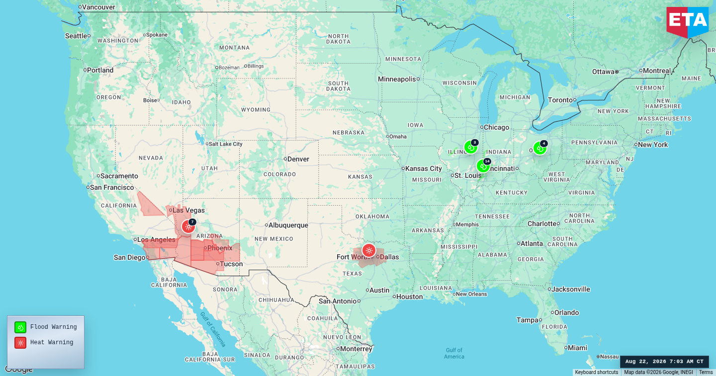 U.S. freight weather impact map