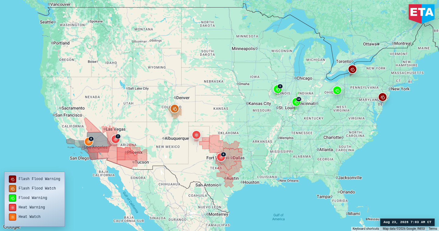 U.S. freight weather impact map