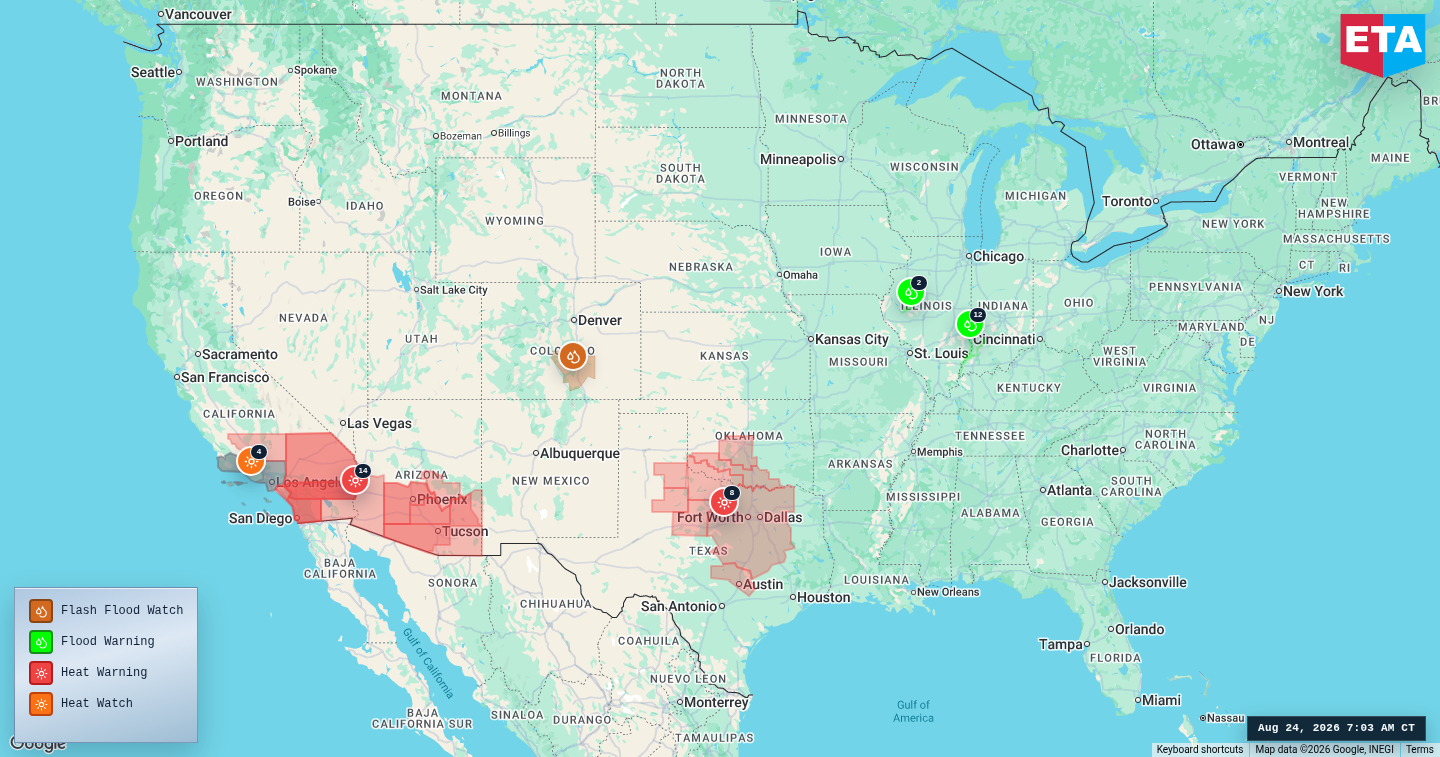 U.S. freight weather impact map