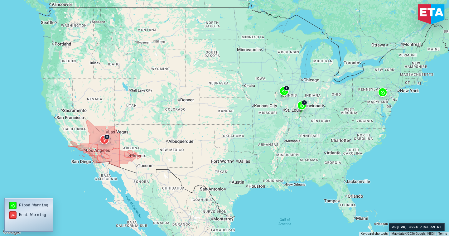 U.S. freight weather impact map