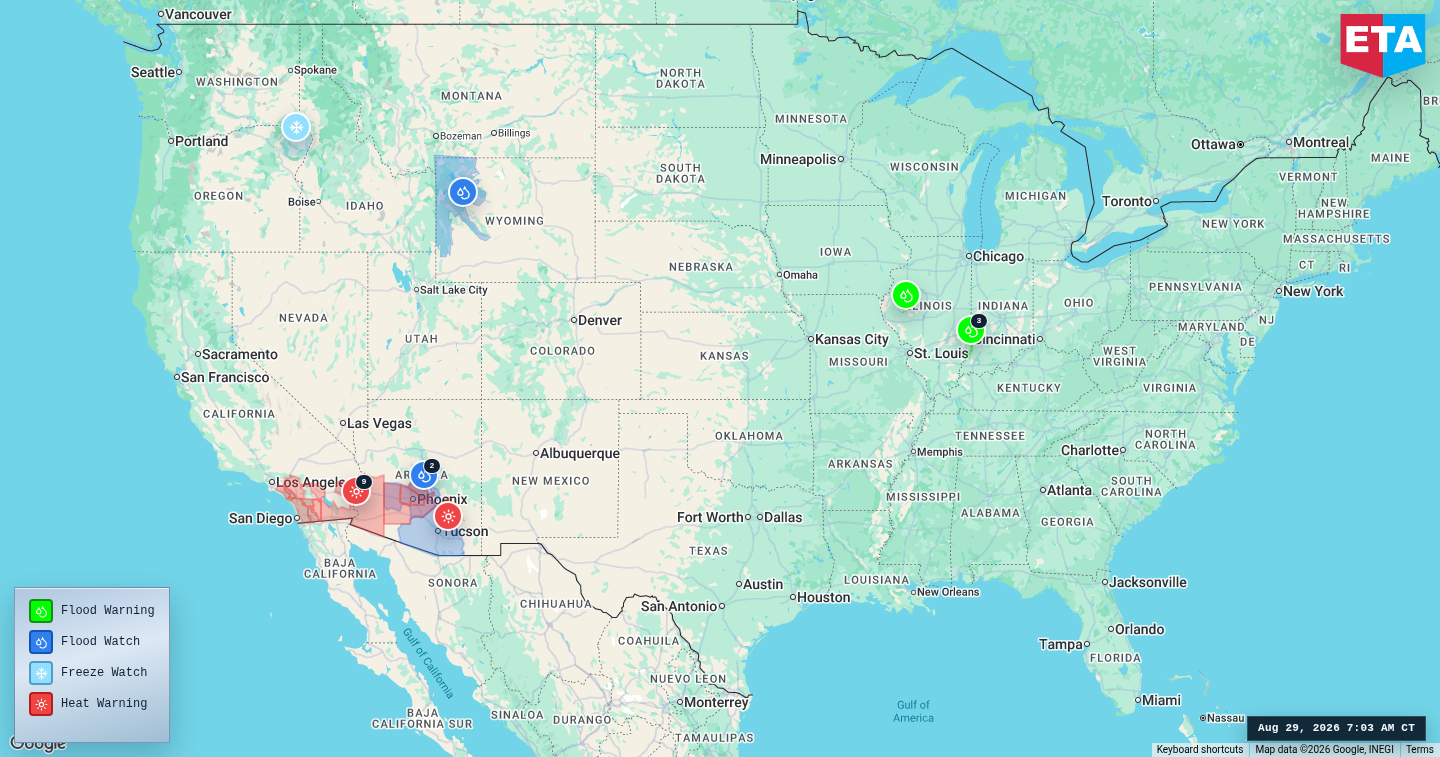 U.S. freight weather impact map