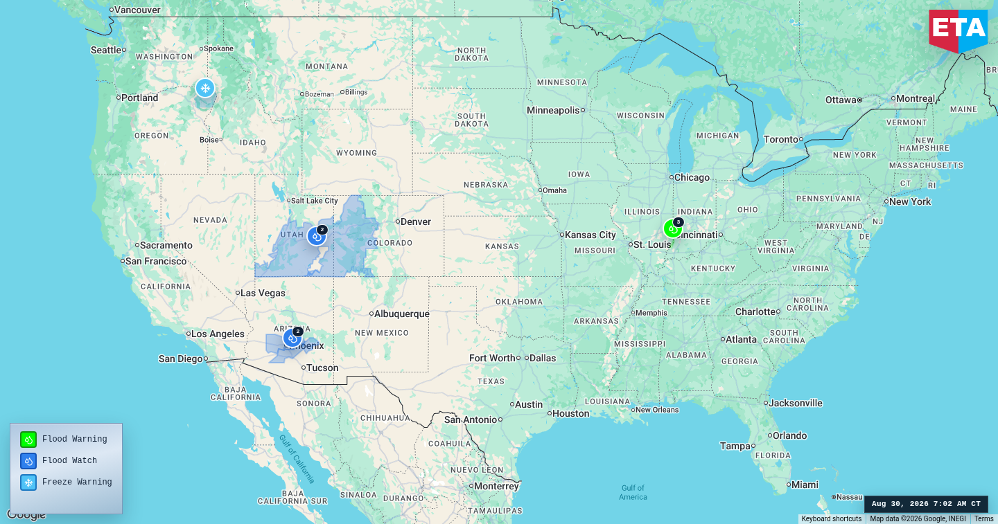 U.S. freight weather impact map