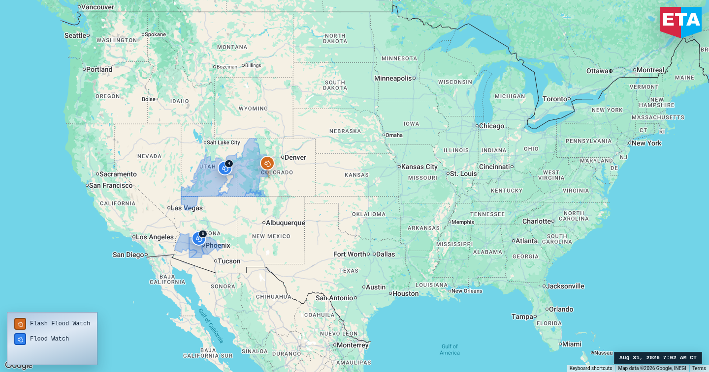 U.S. freight weather impact map