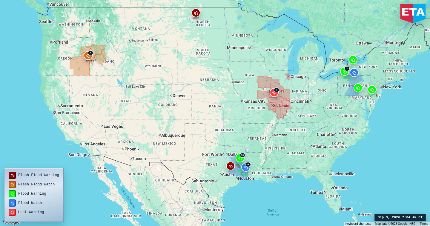 U.S. freight weather impact map