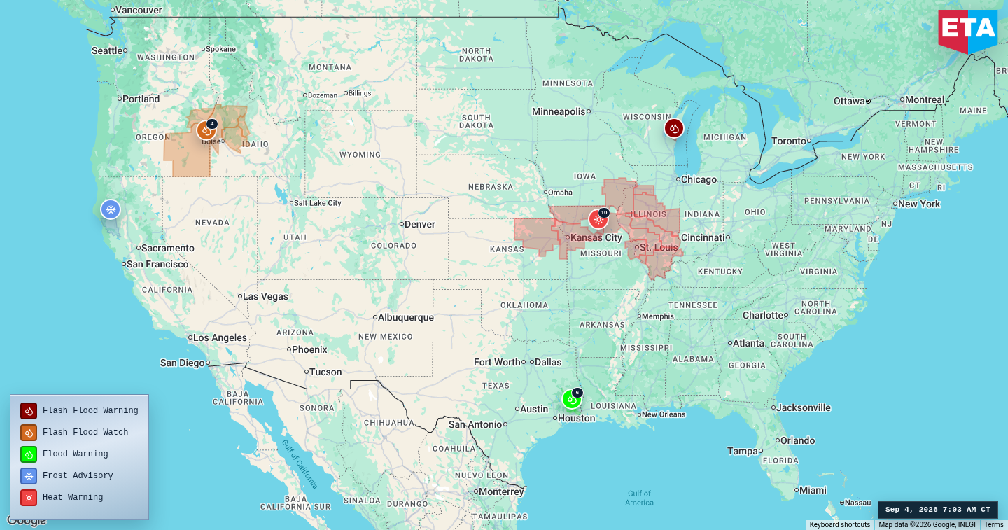 U.S. freight weather impact map