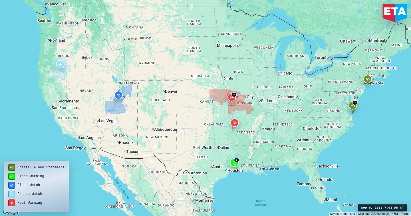 U.S. freight weather impact map